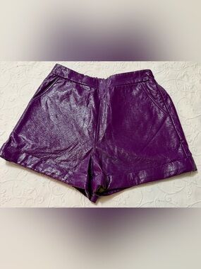 GREY LAB Shiny Deep Purple High Waist Women’s Shorts